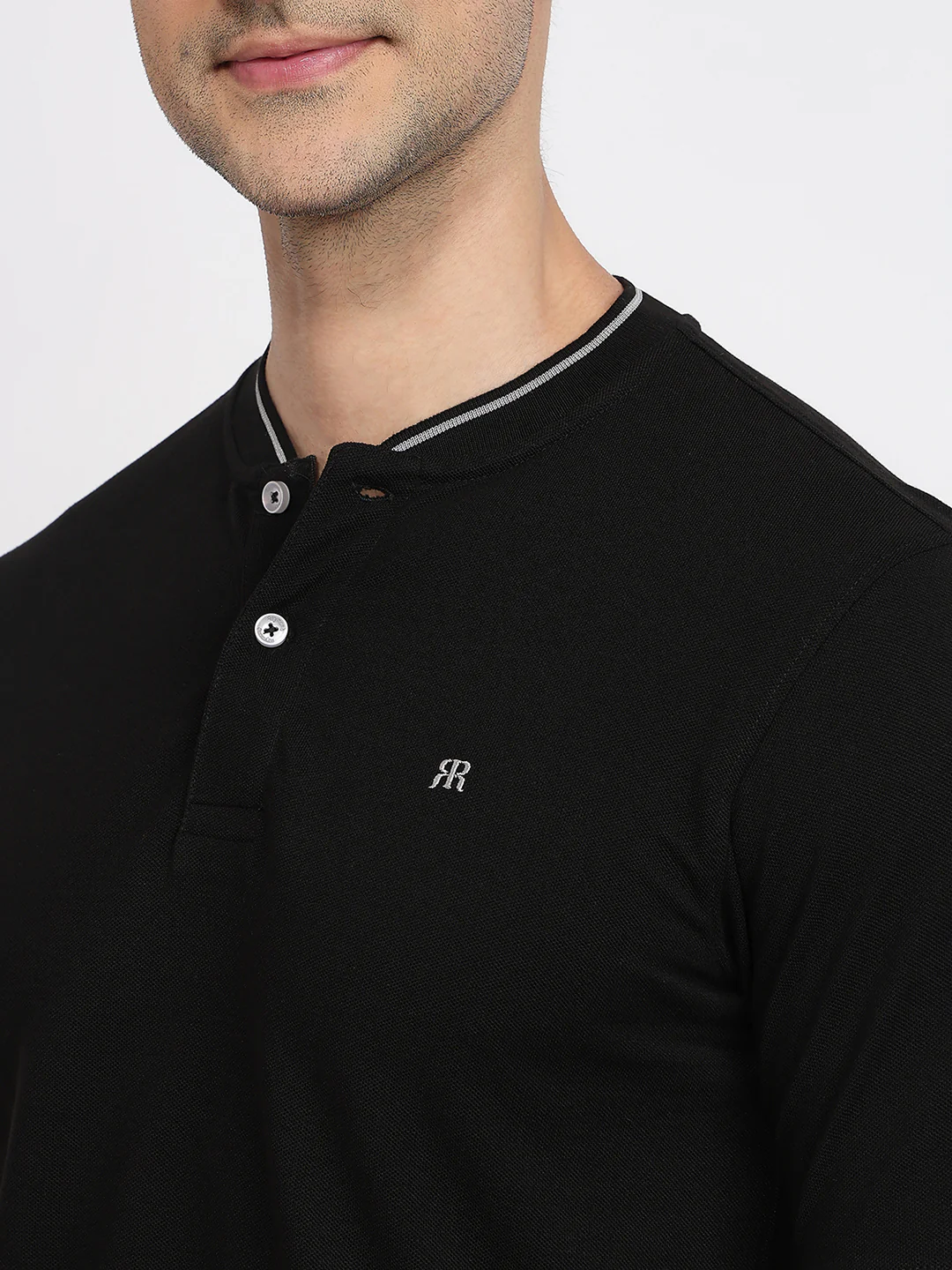 Raymond Men Black Solid Modern Fit Cotton T-Shirt - Image 6