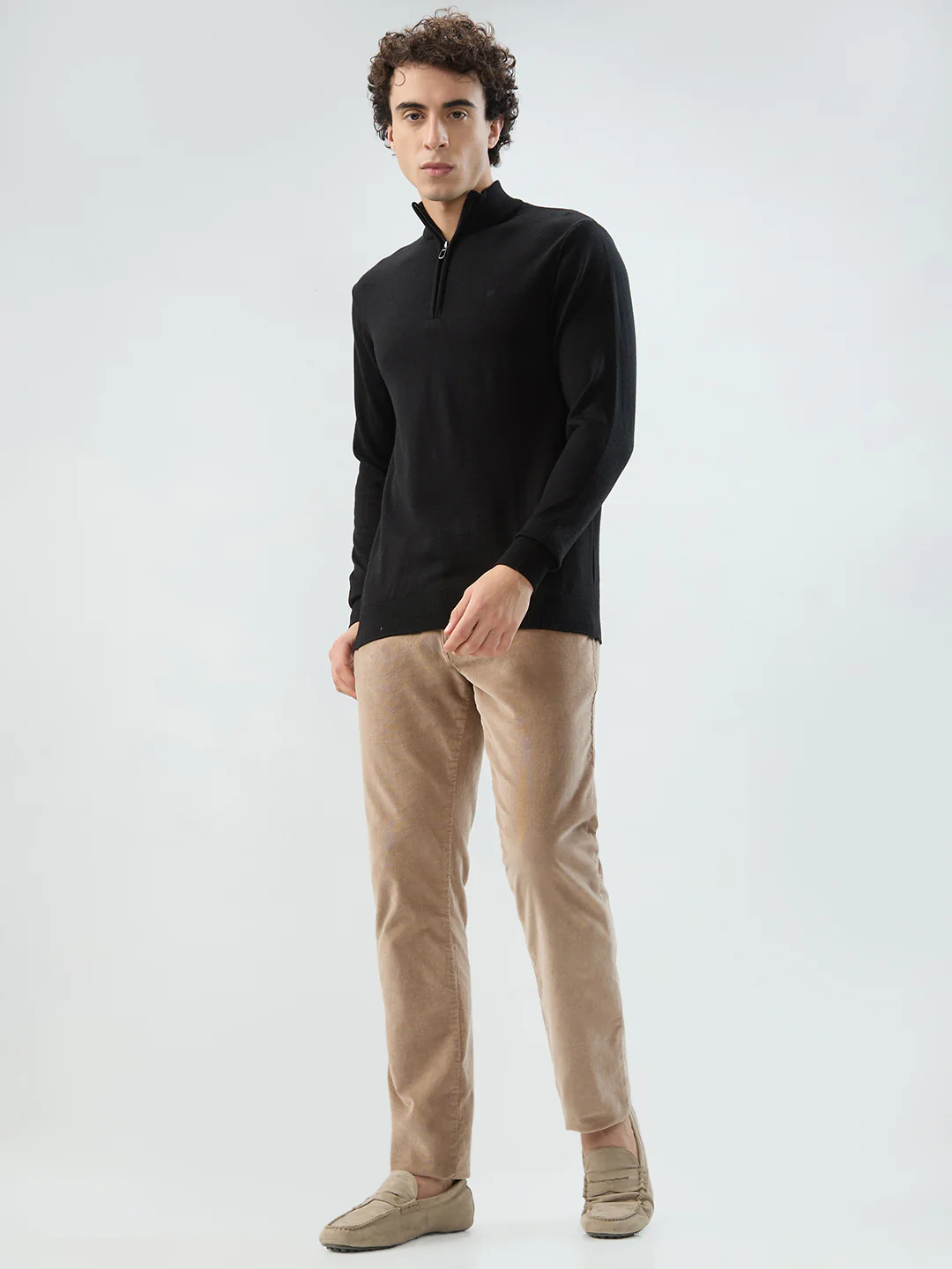 Raymond Men Black Solid Regular Fit Acrylic Sweatshirt - Image 5