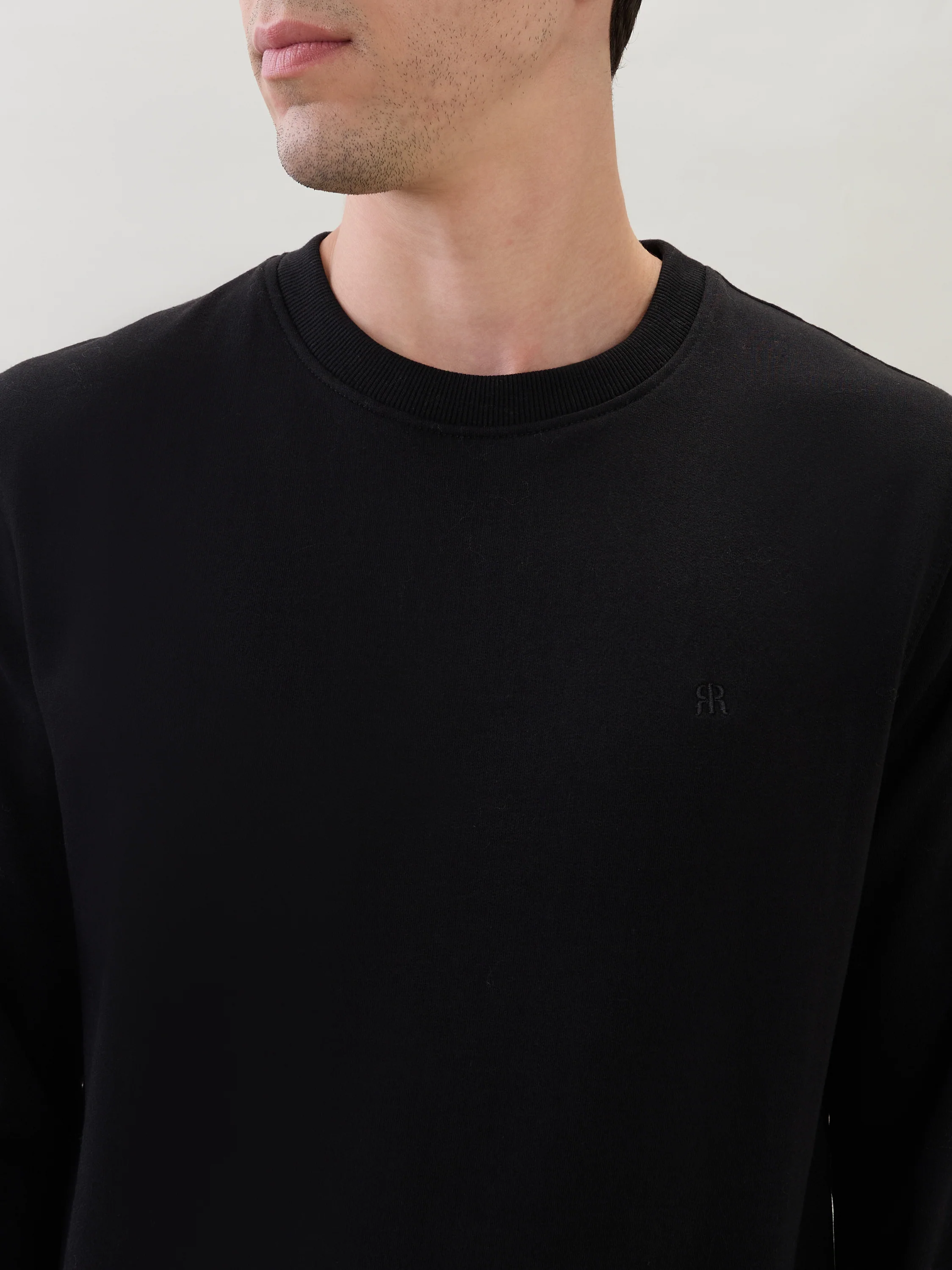 Raymond Men Black Solid Regular Fit Cotton Blend Sweatshirt - Image 6