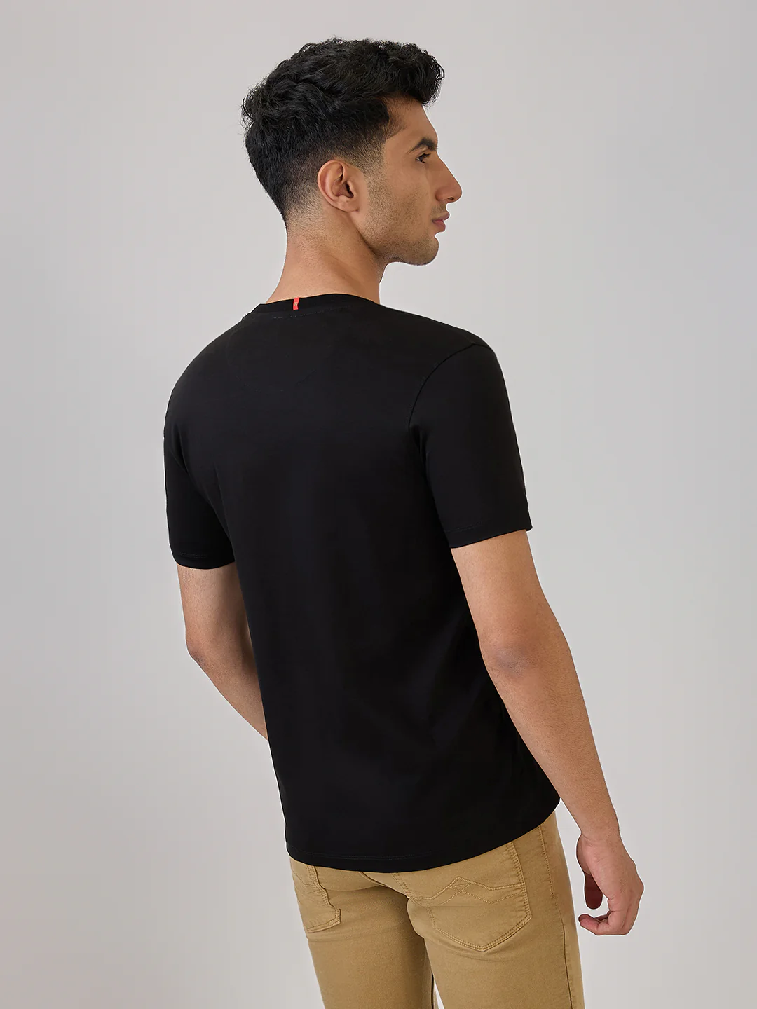 Raymond Men Black Solid Regular Fit Cotton T-Shirt - Image 4