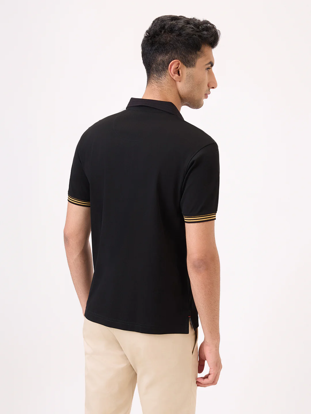 Raymond Men Black Solid Regular Fit Cotton T-Shirt - Image 5