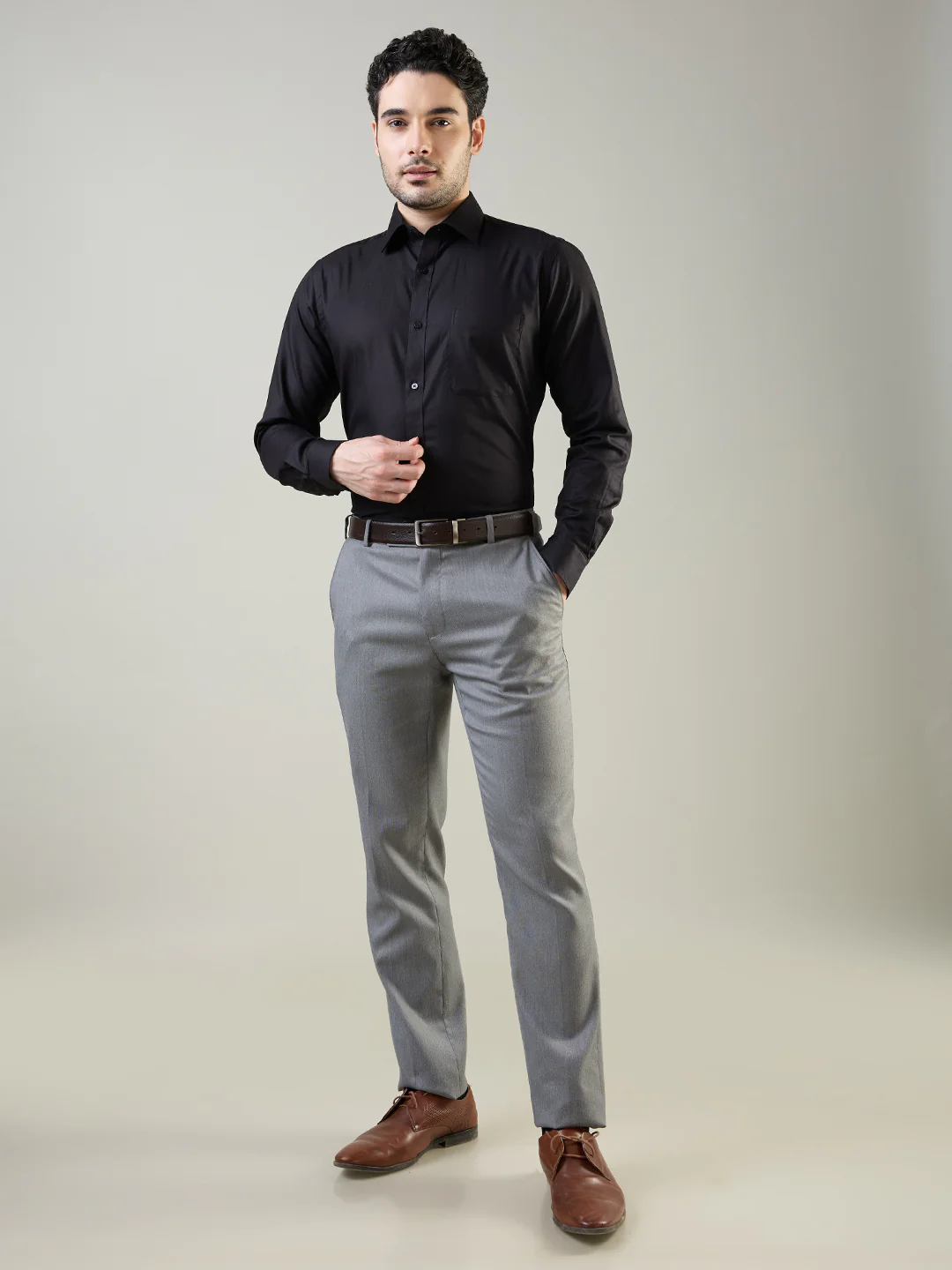 Raymond Men Black Solid Slim Fit Cotton Formal Shirt - Image 5