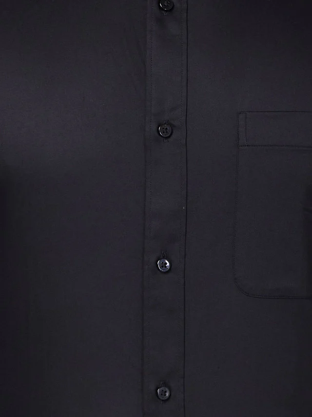 Raymond Men Black Solid Slim Fit Cotton Shirt - Image 7