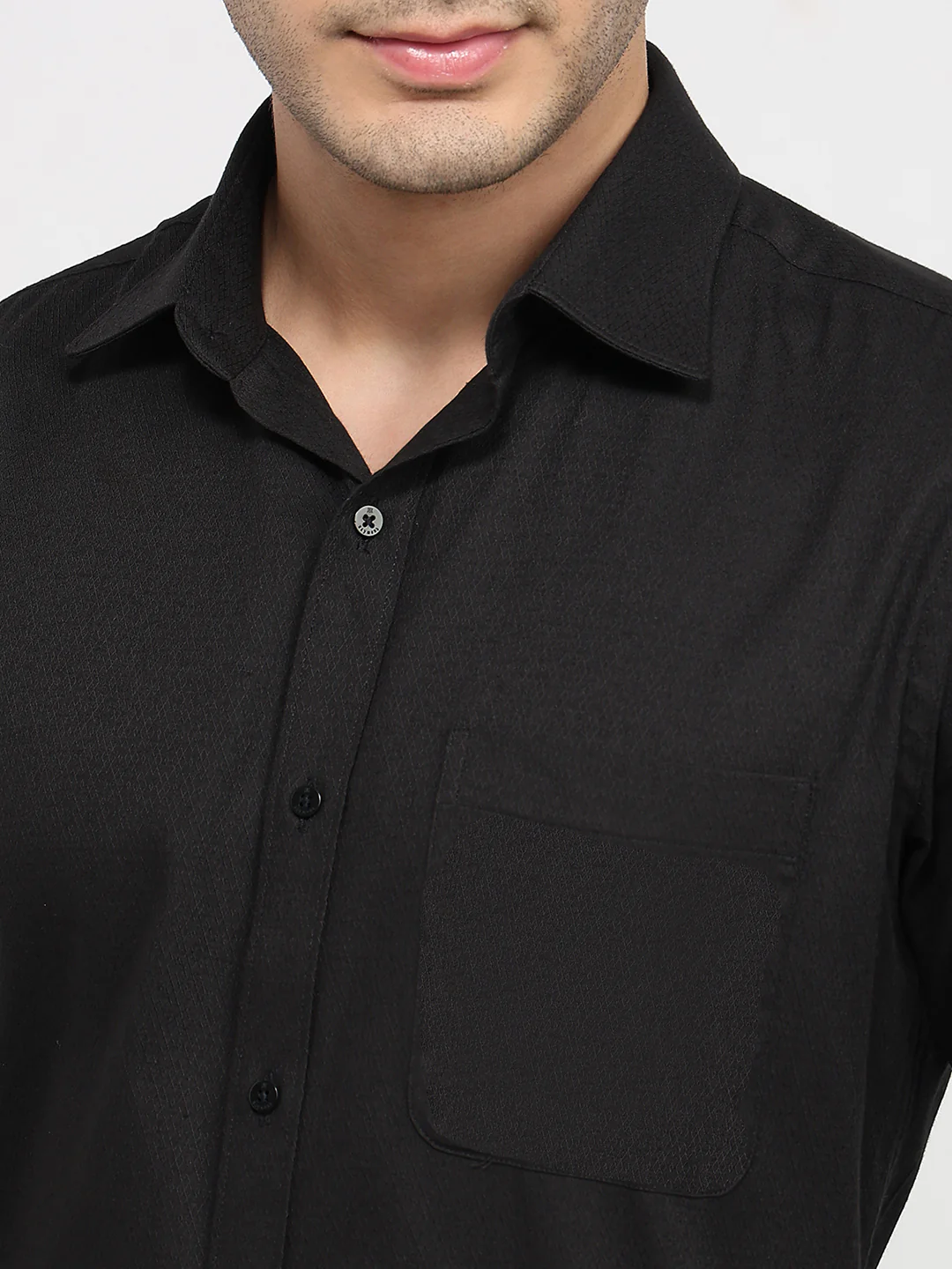 Raymond Men Black Solid Slim Fit Cotton Shirt - Image 6