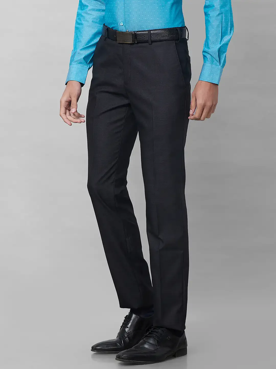 Raymond Men Black Solid Slim Fit Polyester Blend Trouser - Image 3