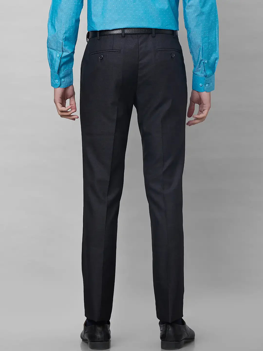 Raymond Men Black Solid Slim Fit Polyester Blend Trouser - Image 4