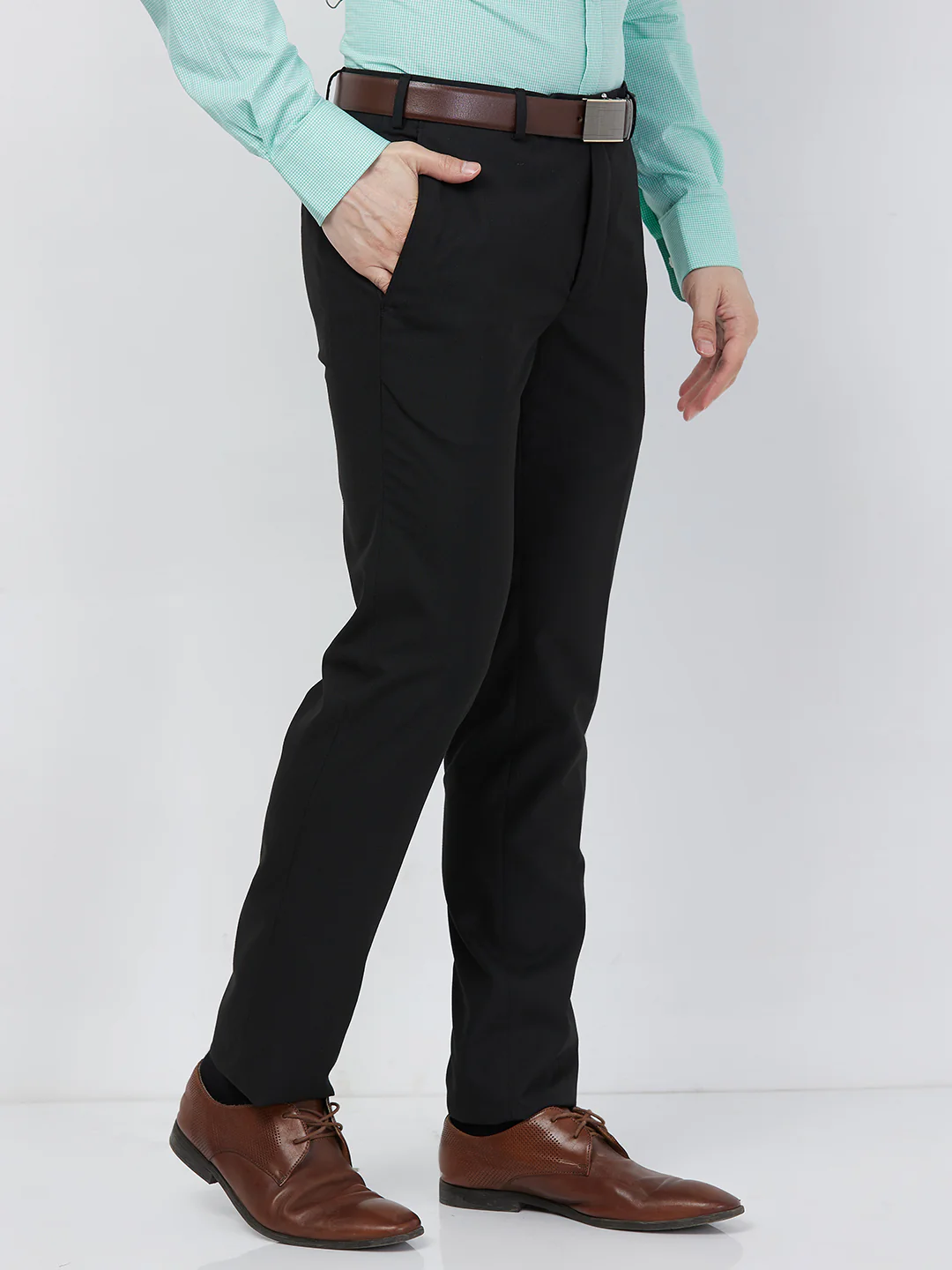 Raymond Men Black Solid Slim Fit Polyester Blend Trouser - Image 2