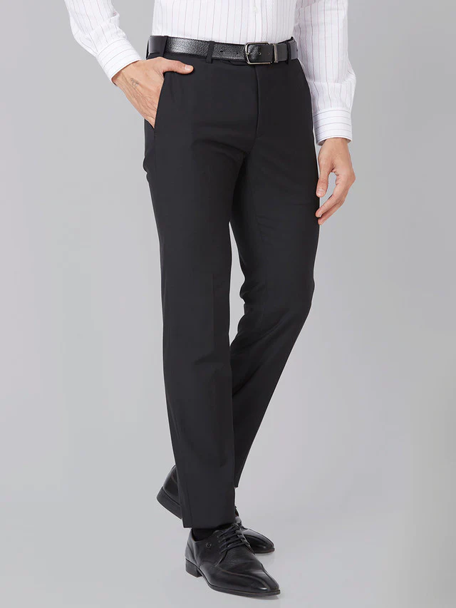Raymond Men Black Solid Slim Fit Polyester Blend Trouser - Image 2