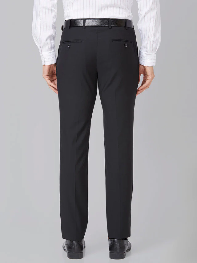 Raymond Men Black Solid Slim Fit Polyester Blend Trouser - Image 5