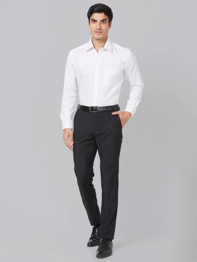 Raymond Men Black Solid Slim Fit Polyester Blend Trouser - Image 6
