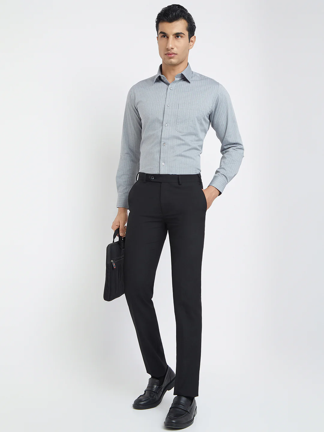 Raymond Men Black Solid Slim Fit Polyester Blend Trouser - Image 5