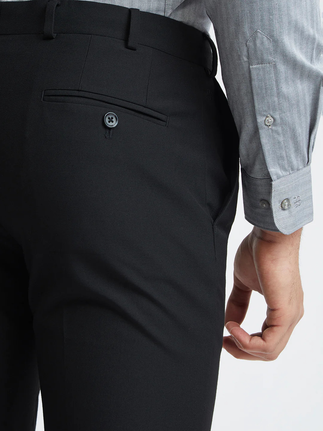 Raymond Men Black Solid Slim Fit Polyester Blend Trouser - Image 6