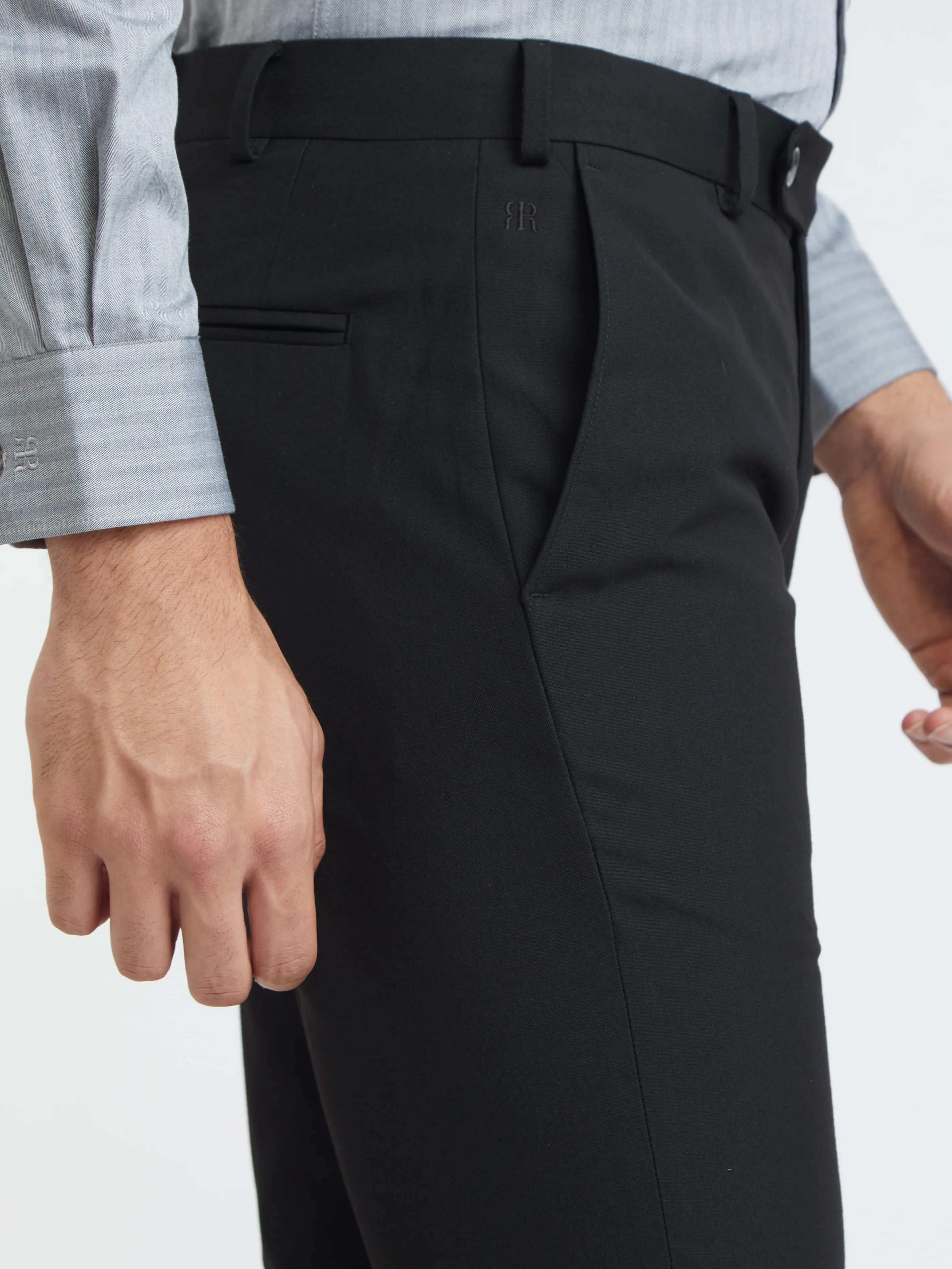 Raymond Men Black Solid Slim Fit Polyester Blend Trouser - Image 7