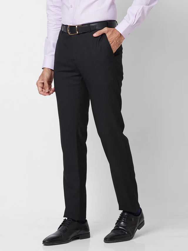 Raymond Men Black Solid Slim Fit Polyester Blend Trouser - Image 3