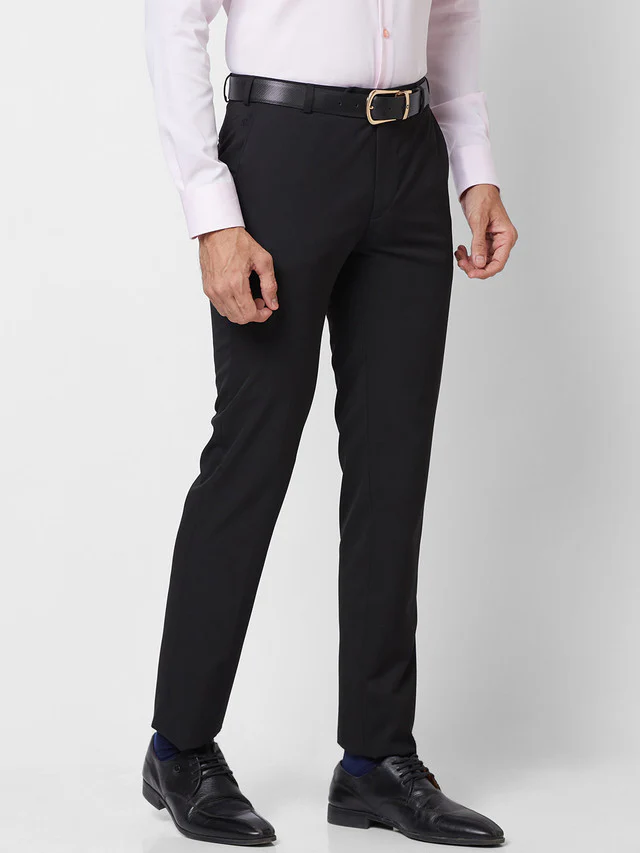 Raymond Men Black Solid Slim Fit Polyester Blend Trouser - Image 2
