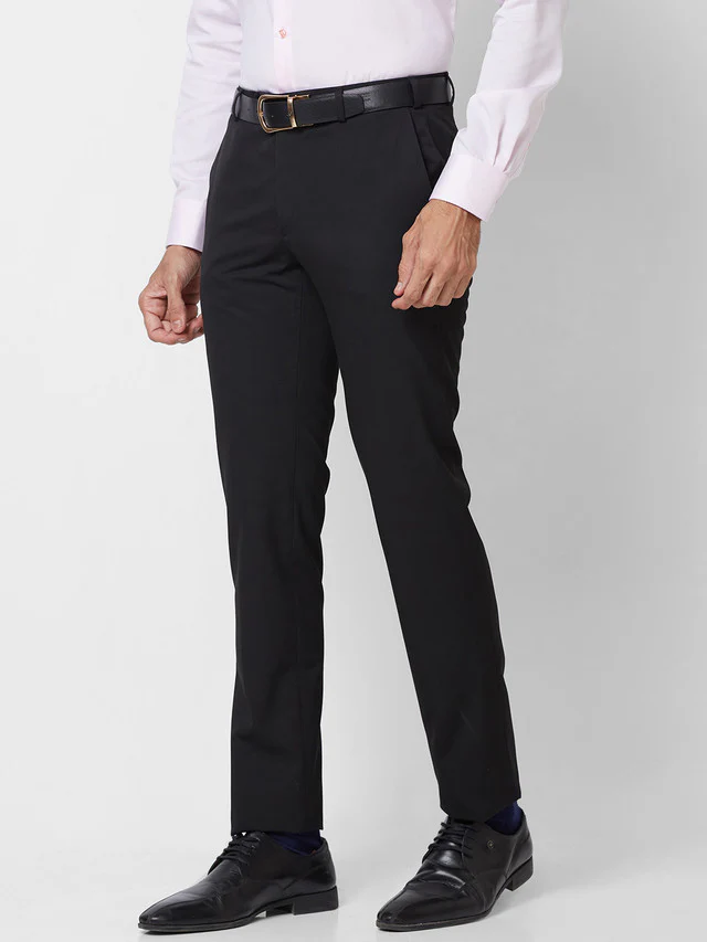 Raymond Men Black Solid Slim Fit Polyester Blend Trouser - Image 3
