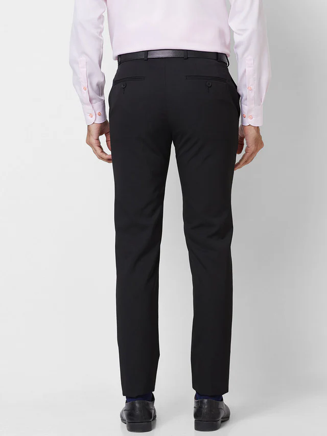 Raymond Men Black Solid Slim Fit Polyester Blend Trouser - Image 4