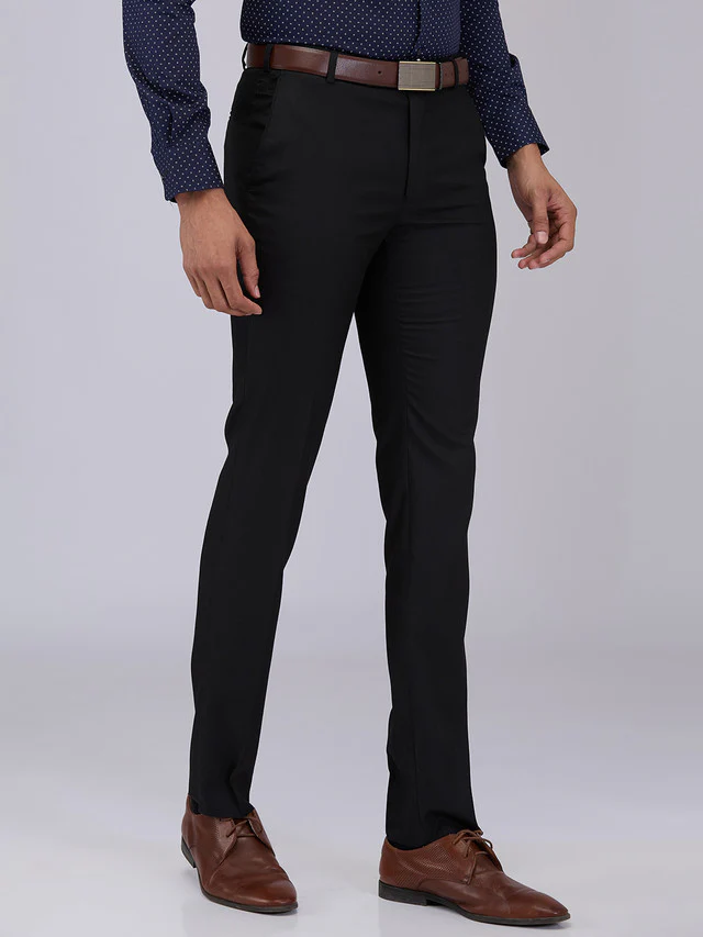 Raymond Men Black Solid Slim Fit Polyester Blend Trouser - Image 2