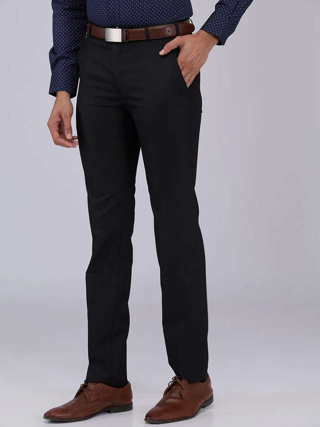 Raymond Men Black Solid Slim Fit Polyester Blend Trouser - Image 3