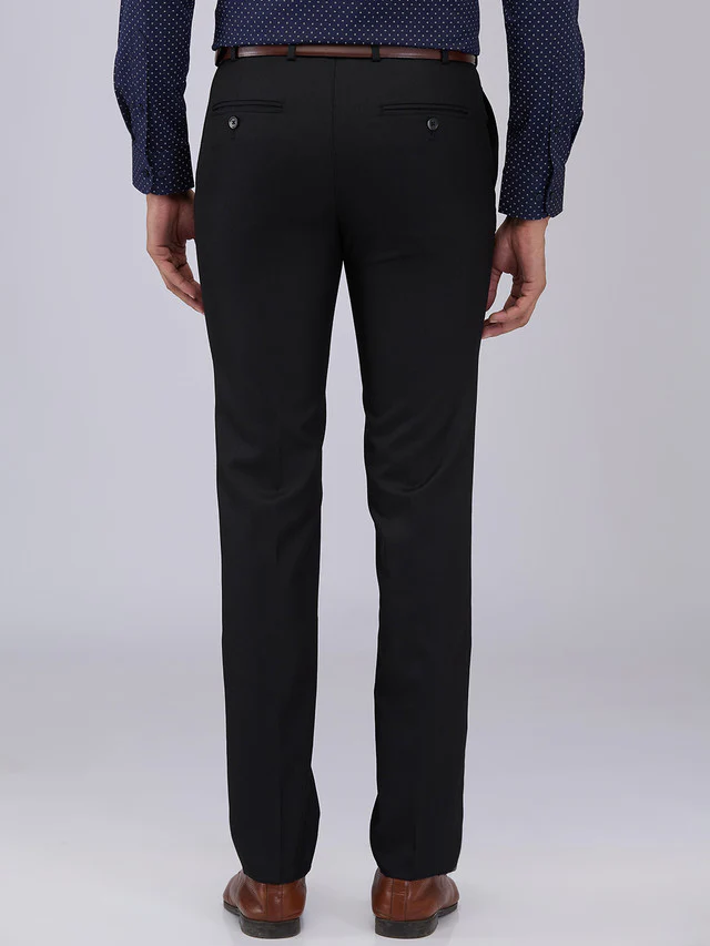 Raymond Men Black Solid Slim Fit Polyester Blend Trouser - Image 4