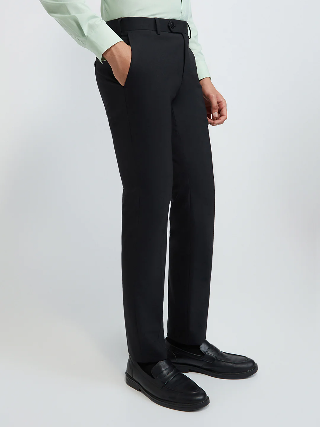 Raymond Men Black Solid Slim Fit Polyester Blend Trouser - Image 2