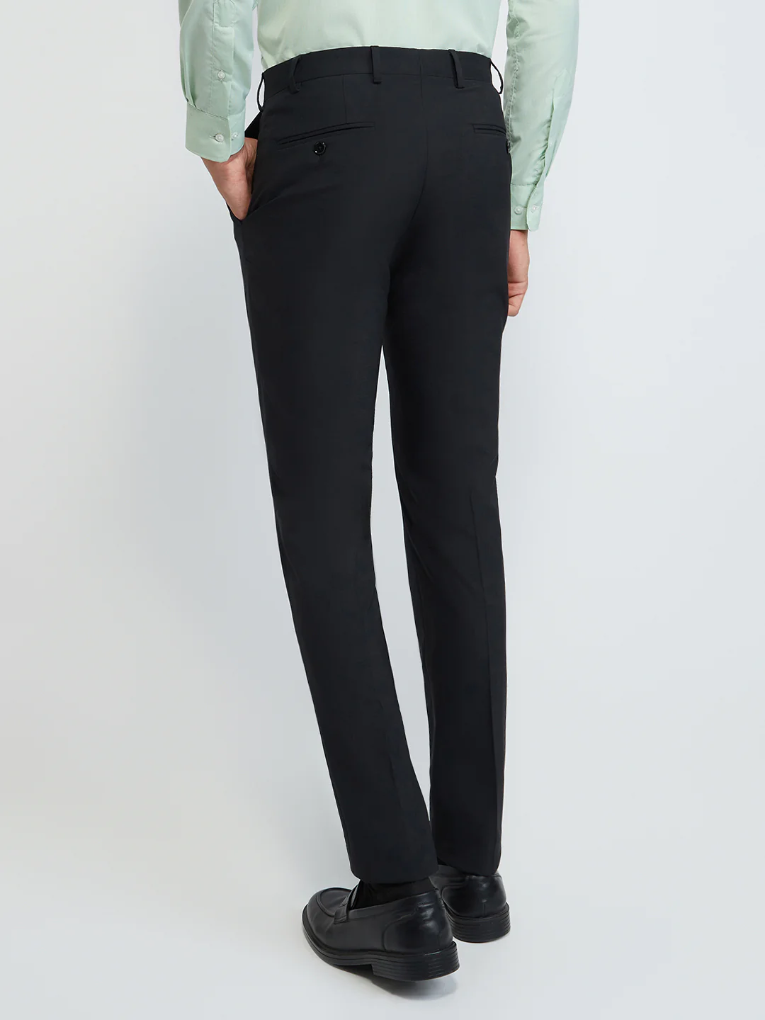 Raymond Men Black Solid Slim Fit Polyester Blend Trouser - Image 4