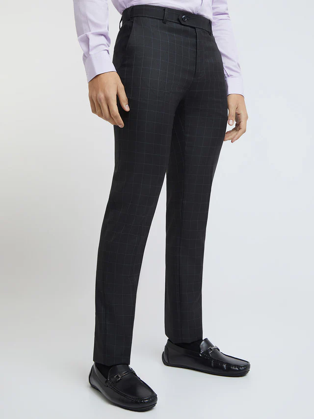 Raymond Men Black Solid Slim Fit Trouser - Image 2