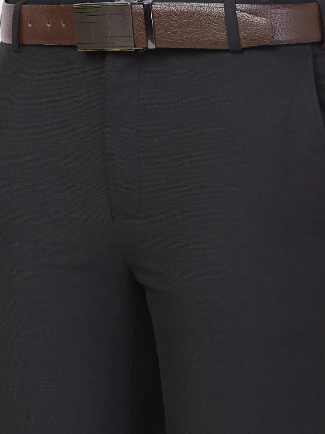 Raymond Men Black Solid Slim Fit Trouser - Image 6
