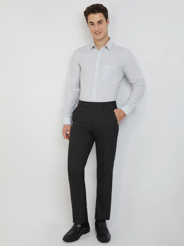 Raymond Men White Striped Slim Fit Cotton Formal Shirt - Image 6