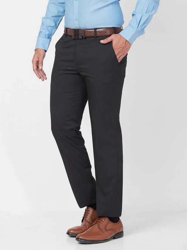 Raymond Men Black Stripe Slim Fit Polyester Blend Trouser - Image 3