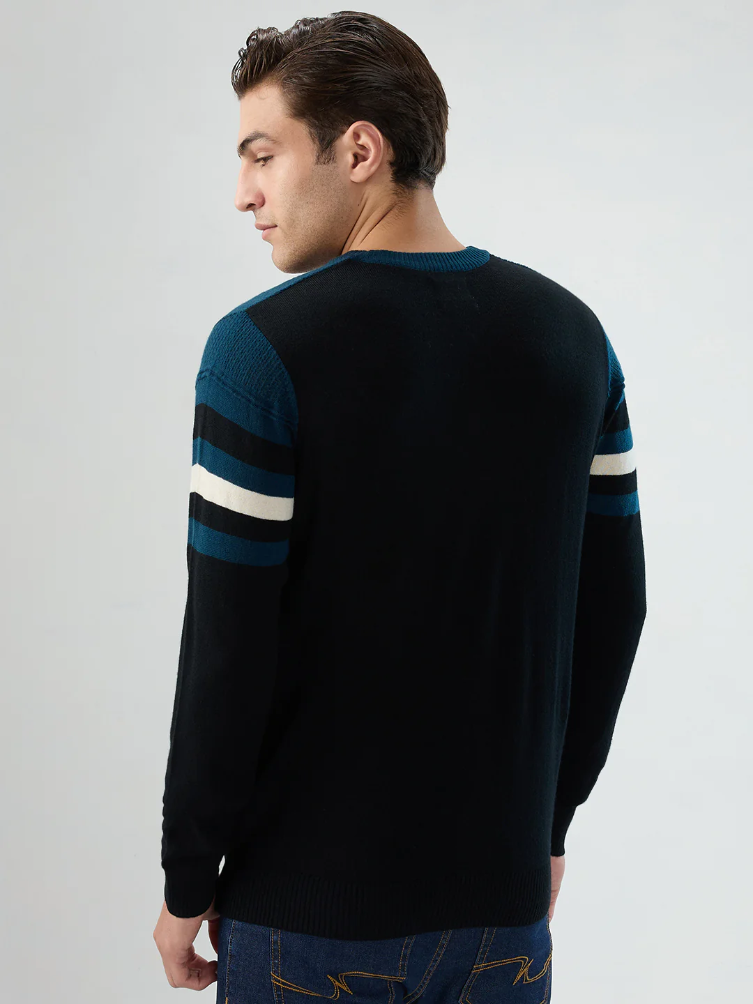Raymond Men Black Structure Acrlic Blend Sweatshirt - Image 4