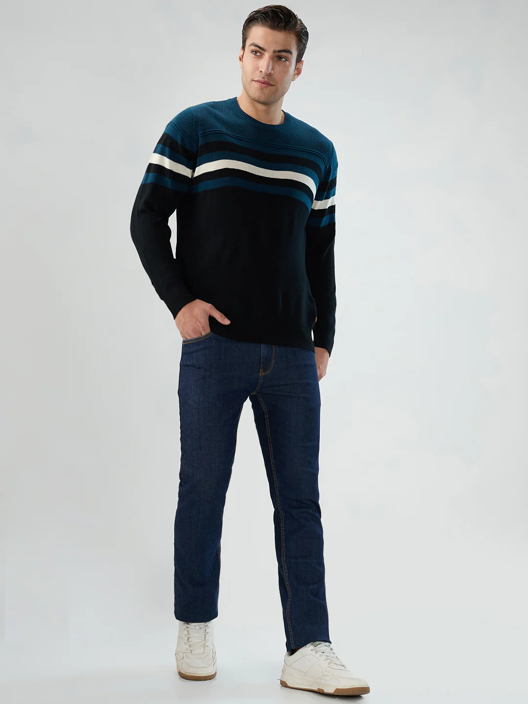 Raymond Men Black Structure Acrlic Blend Sweatshirt - Image 5