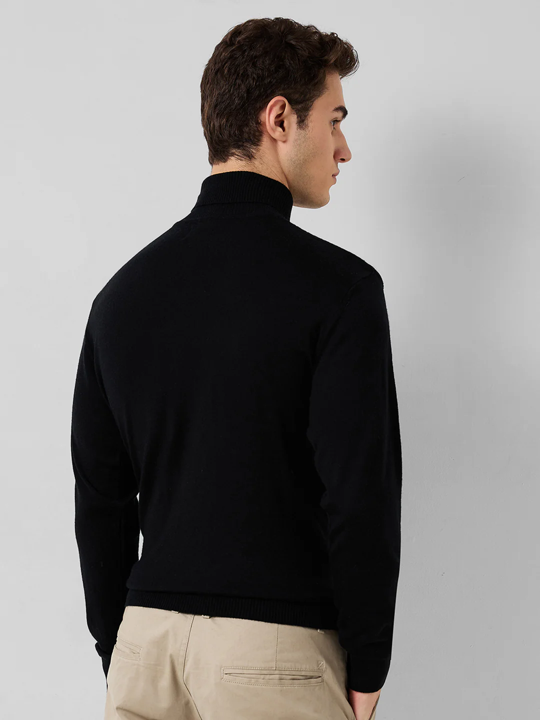 Raymond Men Black Structure Cable Contemporary Fit M Blend Sweatshirt - Image 3