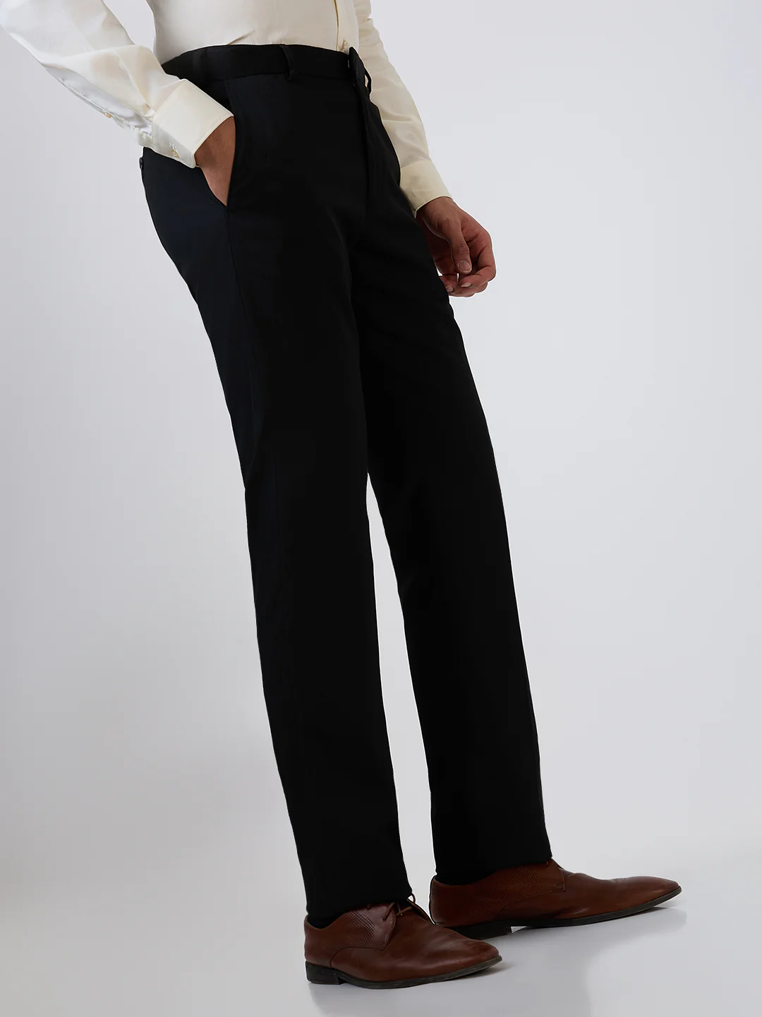 Raymond Men Black Structure Contemporary Fit Polyester Blend Trouser - Image 3