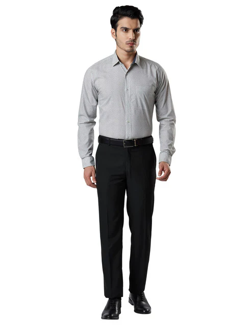 Raymond Men Black Structure Contemporary Fit Polyester Blend Trouser - Image 5