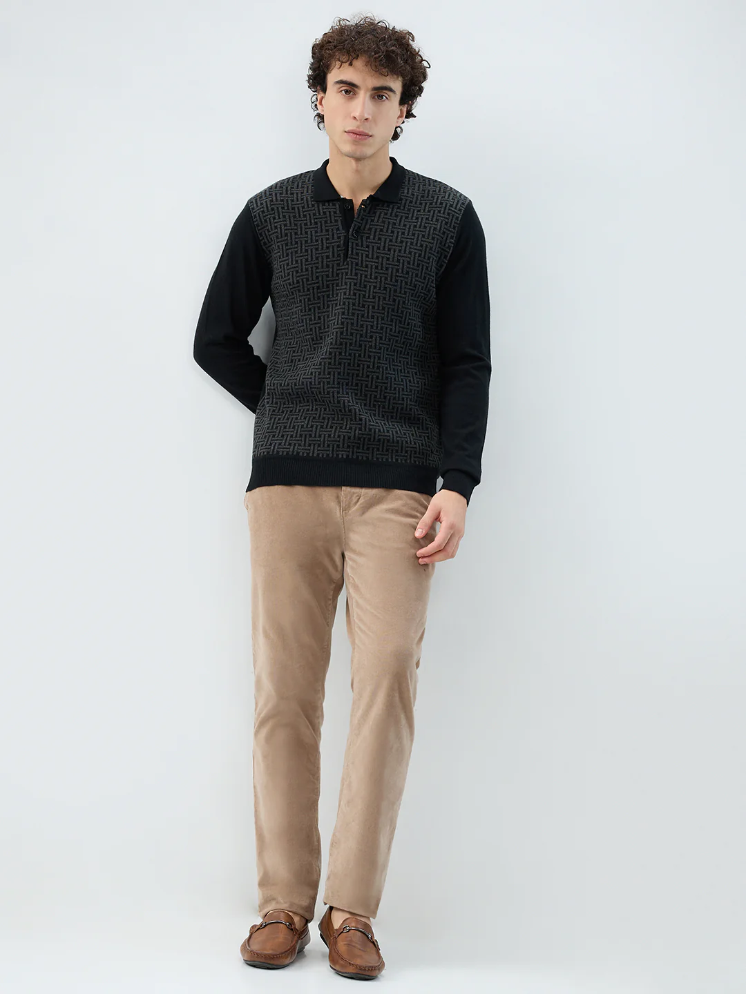 Raymond Men Black Structure Contemporary Fit Wool Blend Sweatshirt - Image 5