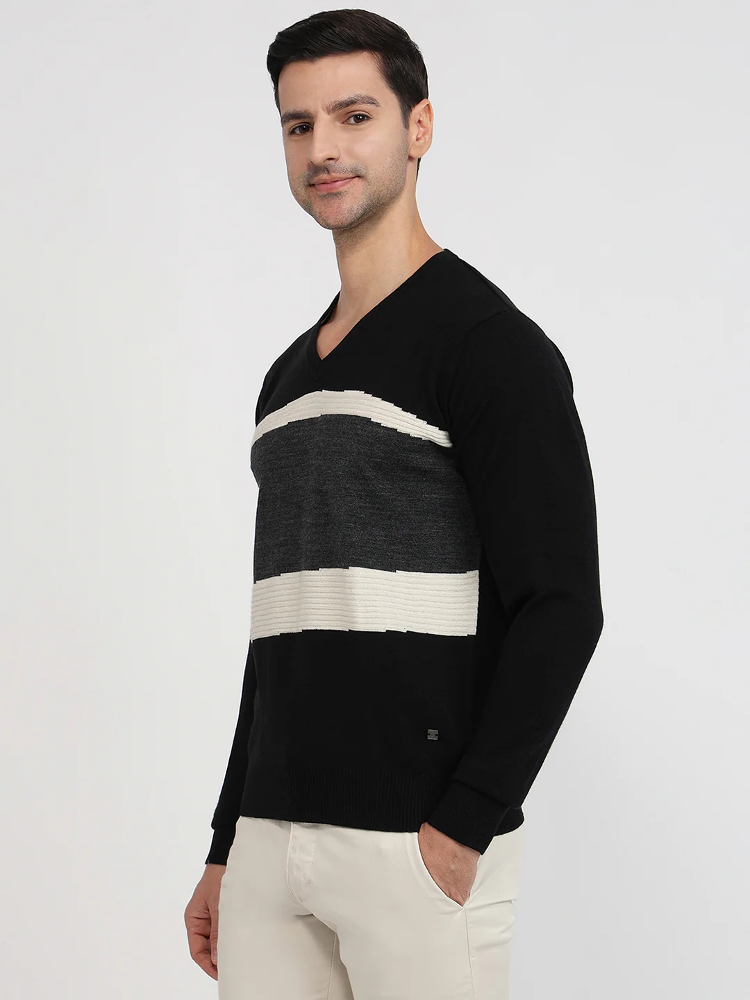 Raymond Men Black Structure Regular Fit Acrylic Sweatshirt - Image 2