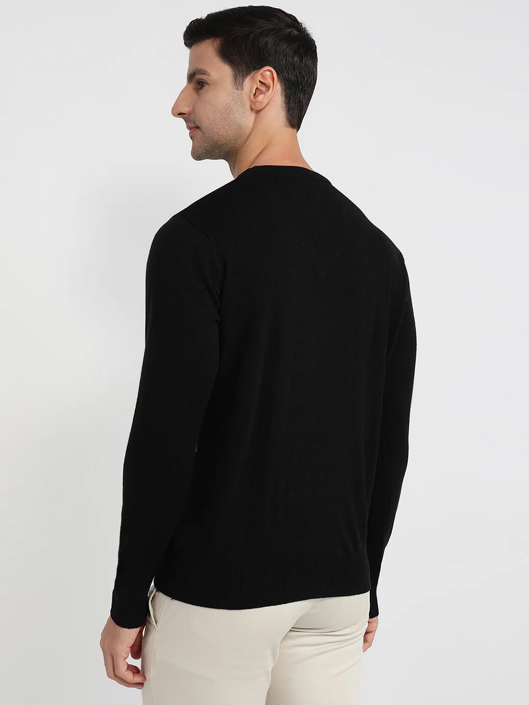 Raymond Men Black Structure Regular Fit Acrylic Sweatshirt - Image 4