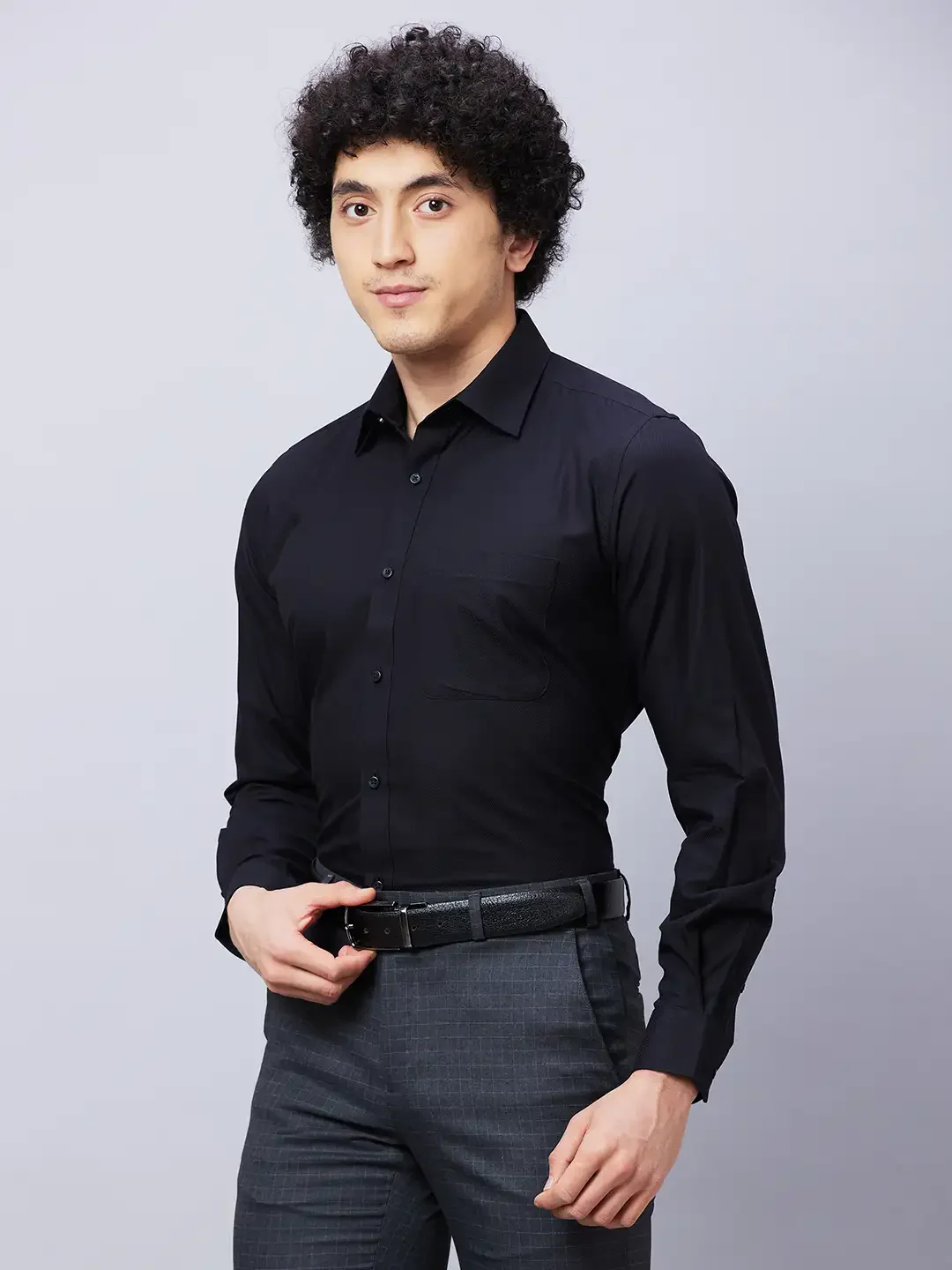 Raymond Men Black Structure Regular Fit Cotton Shirts - Image 3