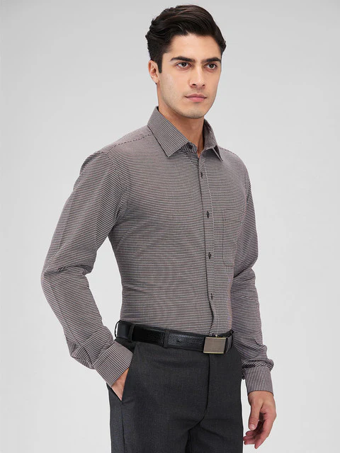Raymond Men Black Structure Slim Fit Cotton Shirt - Image 2