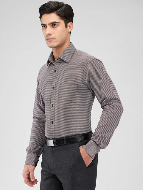 Raymond Men Black Structure Slim Fit Cotton Shirt - Image 3