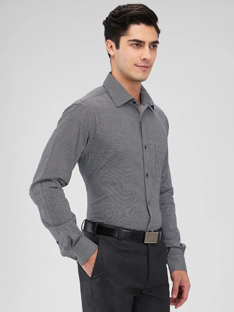 Raymond Men Black Structure Slim Fit Cotton Shirt - Image 2