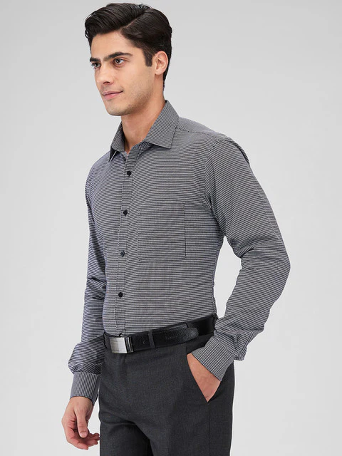 Raymond Men Black Structure Slim Fit Cotton Shirt - Image 3