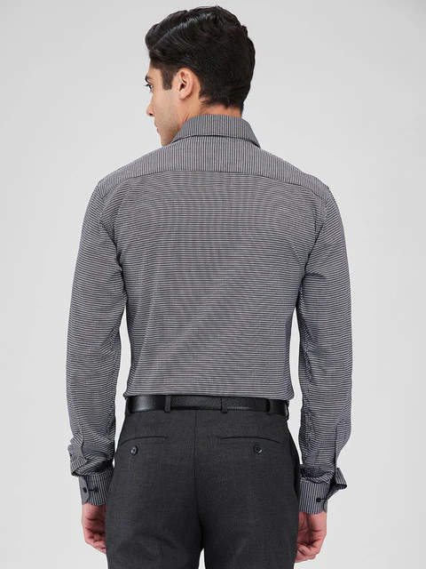 Raymond Men Black Structure Slim Fit Cotton Shirt - Image 5