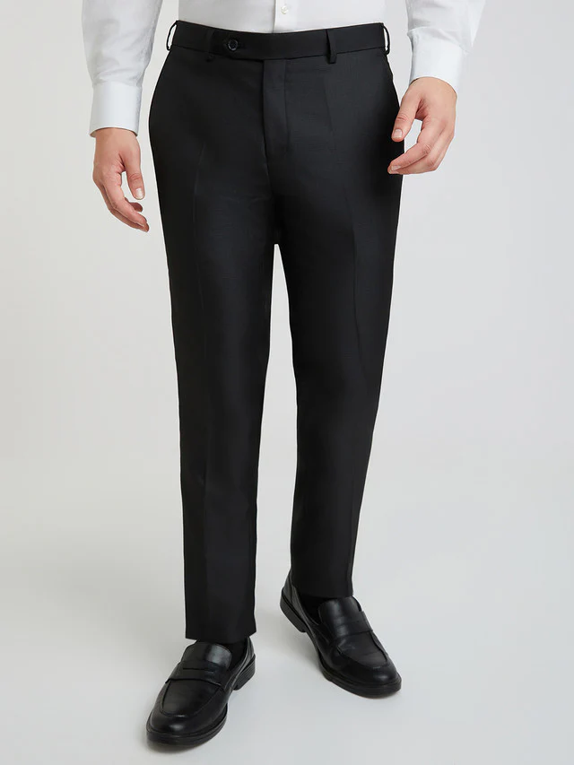 Raymond Men Black Structure Slim Fit Polyester Blend Trouser