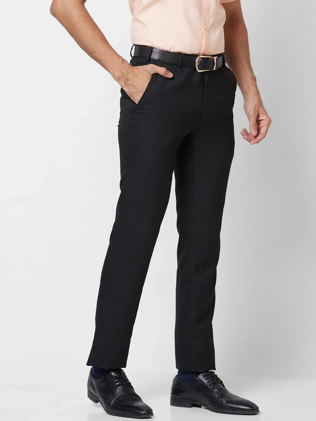 Raymond Men Black Structure Slim Fit Polyester Blend Trouser - Image 2