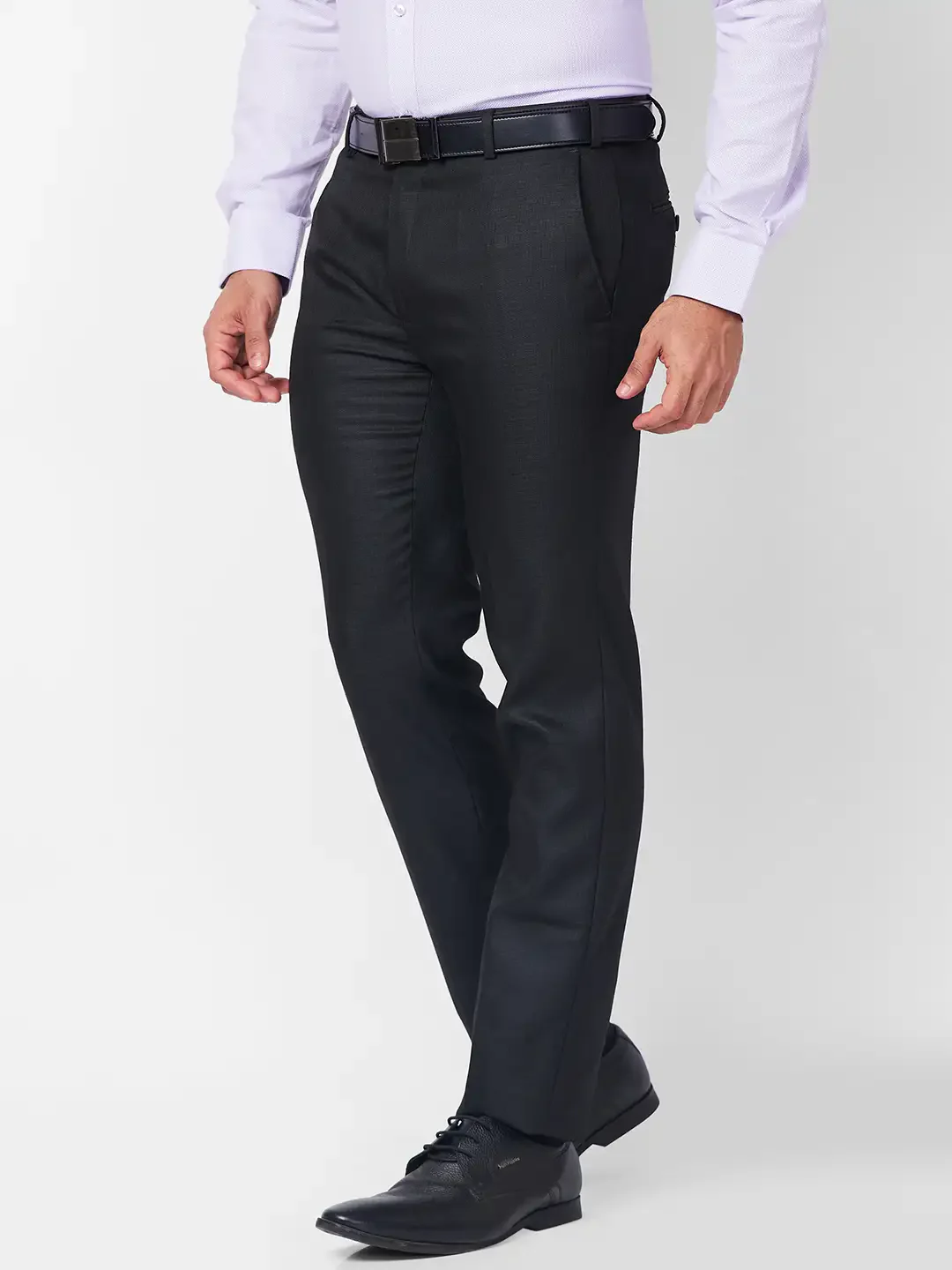 Raymond Men Black Structure Slim Fit Polyester Blend Trouser - Image 3