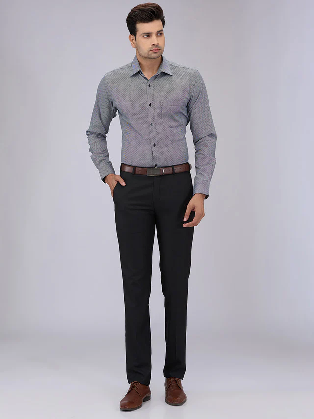 Raymond Men Black Structure Slim Fit Polyester Blend Trouser - Image 5