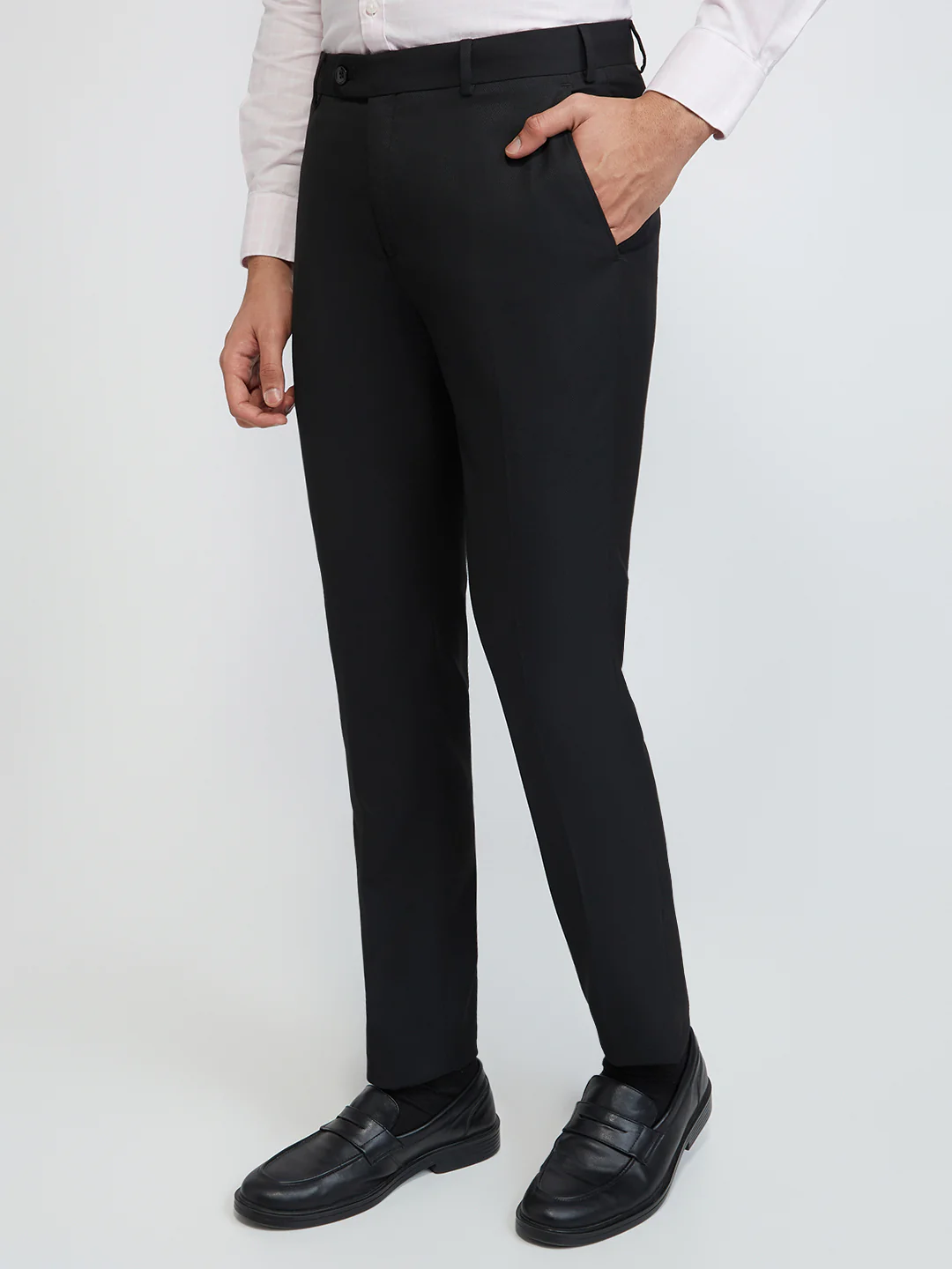 Raymond Men Black Structure Slim Fit Polyester Blend Trouser - Image 3