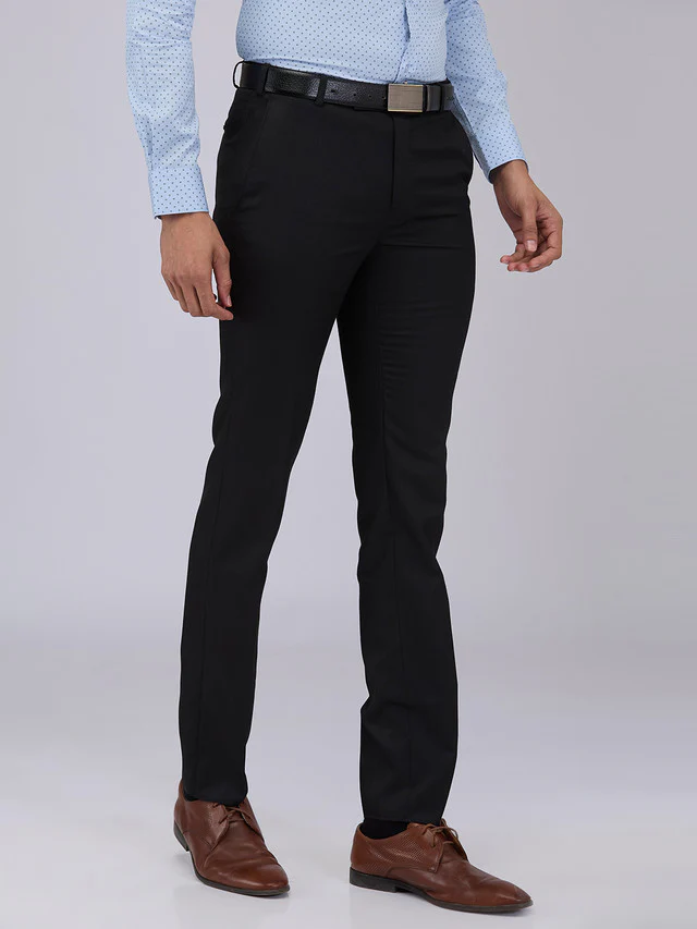 Raymond Men Black Structure Slim Fit Polyester Blend Trouser - Image 2